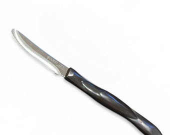 Cuchillo de mesa serrado CUTCO 1759 JF negro de 8,25 cm (3 1/4"), recién afilado de fábrica.