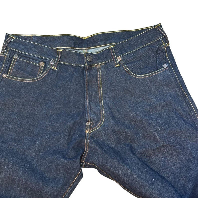 EVISU Indigo Genes Selvedge Jeans 38x34 Raw Rigid Denim Daicock Y2K Japan 97 cm image 7