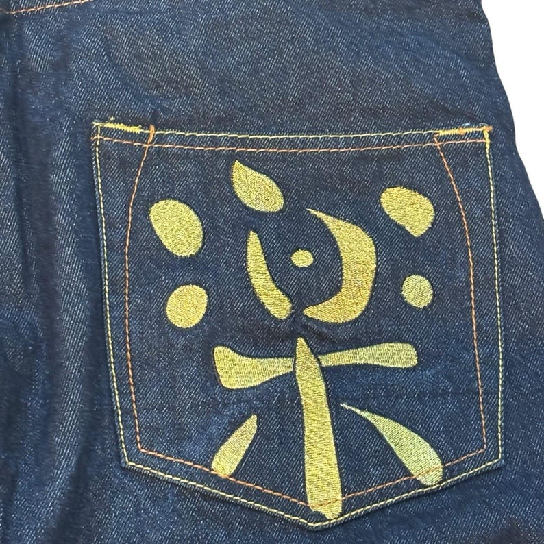 EVISU Indigo Genes Selvedge Jeans 38x34 Raw Rigid Denim Daicock Y2K Japan 97 cm image 10