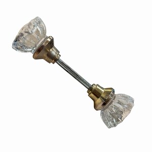 Antique 12 Point Clear Crystal Glass Door Knobs Spindle Screws Manganese Green Glow Two