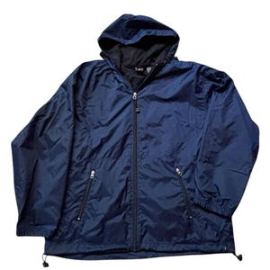 Cortavientos con capucha y cremallera completa Foot Locker azul marino vintage, talla grande para hombre.