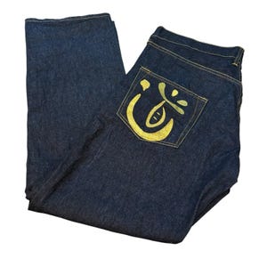 EVISU Indigo Genes Selvedge Jeans 38x34 Raw Rigid Denim Daicock Y2K Japan 97 cm image 9
