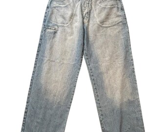 Pantalones vaqueros holgados vintage de pierna ancha con efecto desgastado estilo Y2K para hombre, talla 38x32 - Regal*