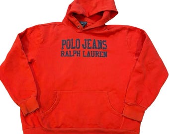 Sudadera con capucha naranja estilo Y2K de Polo Jeans Co., color azul marino, mezcla de algodón, talla XL*