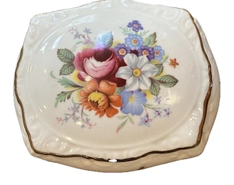 VTG James Kent Old Foley Staffordshire England Blumen Deckeldose Schmuckkasten