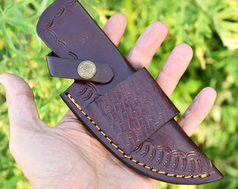 Fixed Blade Knife Sheath Horizontal Vertical Carry Custom Leather Gift For Him