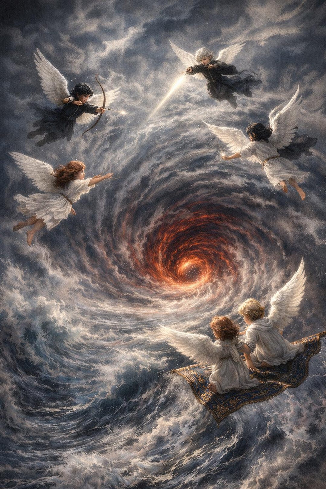 Angels Resist Hurricane Storm Art | Spiritual Resilience Illustration ...