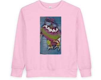 Sudadera infantil con estampado de monstruo de dibujos animados / Criatura adorable con dientes