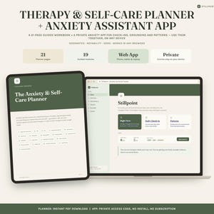 Anxiety Journal and App Bundle, Coping Skills, Habit Tracker, CBT Exercises and Digital Mental Health Planner