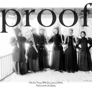 Ladies with Snow Shoes  On Piazza 1890s /Camp Art/ Adirondack Lifestyles/Digital Download/ 11x14 and smaller/print  many copies