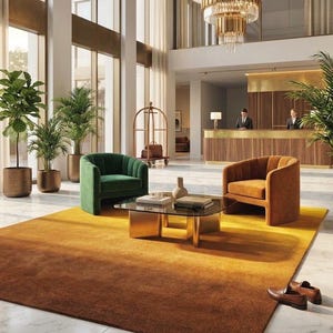 Ombre Wool Area Rug – Brown to Gold Gradient Tufted Carpet