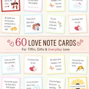 60 Mini Love Coupons Printable, Lunch Box Notes for Him Her, Couple Daily Affirmation, I Love You Valentine Jar Gift, Wife Husband Boyfriend