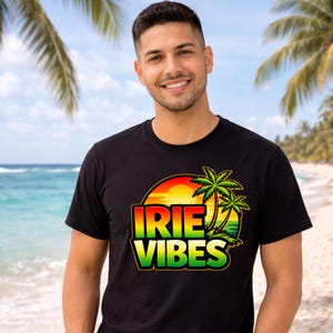 Irie Vibes PNG | Jamaica Rasta Shirt Design | Caribbean Reggae Style Graphic | Tropical Island Tee | Sublimation DTF
