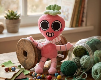 Cute Sprout Plush Dandys World Toy Strawberry Character Stuffed Animal Kawaii Gamer Gift Roblox Fan Merch Scarf Collectible Decor
