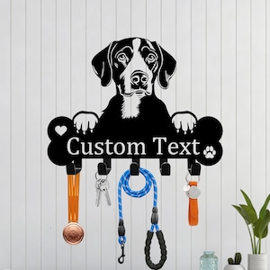 Custom Dog Leash Holder, German Shorthaired Pointer Dog Leash Hook, Metal Wall Hooks, Pet Collar Hanger, Dog Room Decor, Dog Lover Gift