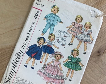 Vintage Doll Clothes Pattern, Simplicity 4317 AS IS missing 5 pieces, clothes, sewing, 15" doll size, as is