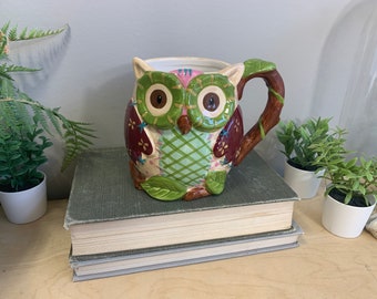 Owl Coffee Cup, figural Ceramic Mug, Pier 1 Olli the owl