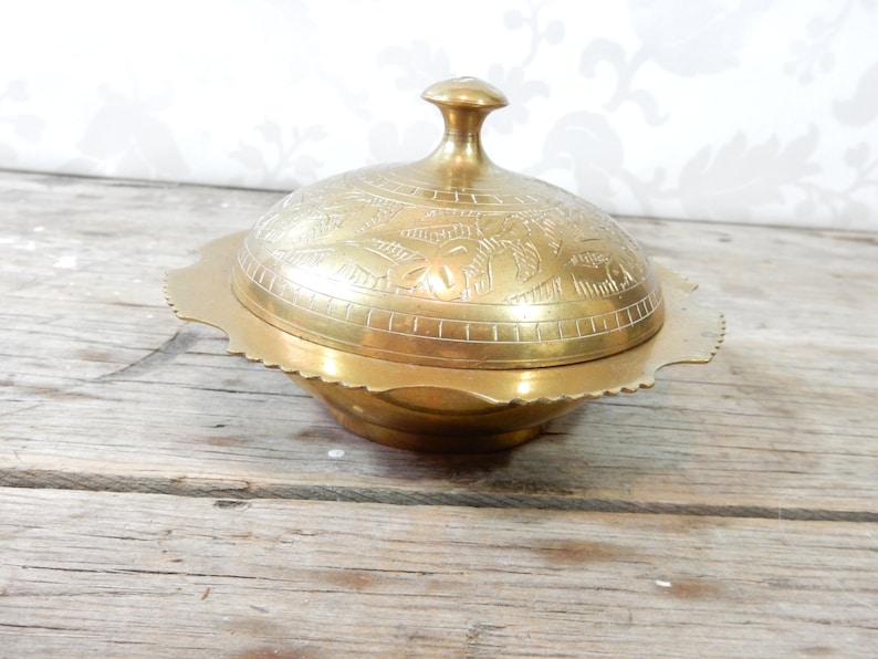 Etched Brass Trinket Dish Candy Dish Jewelry box change Etsy