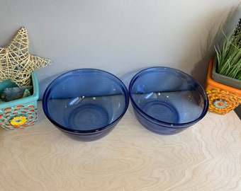 Cobalt blue glass bowl pair, Anchor Hocking,