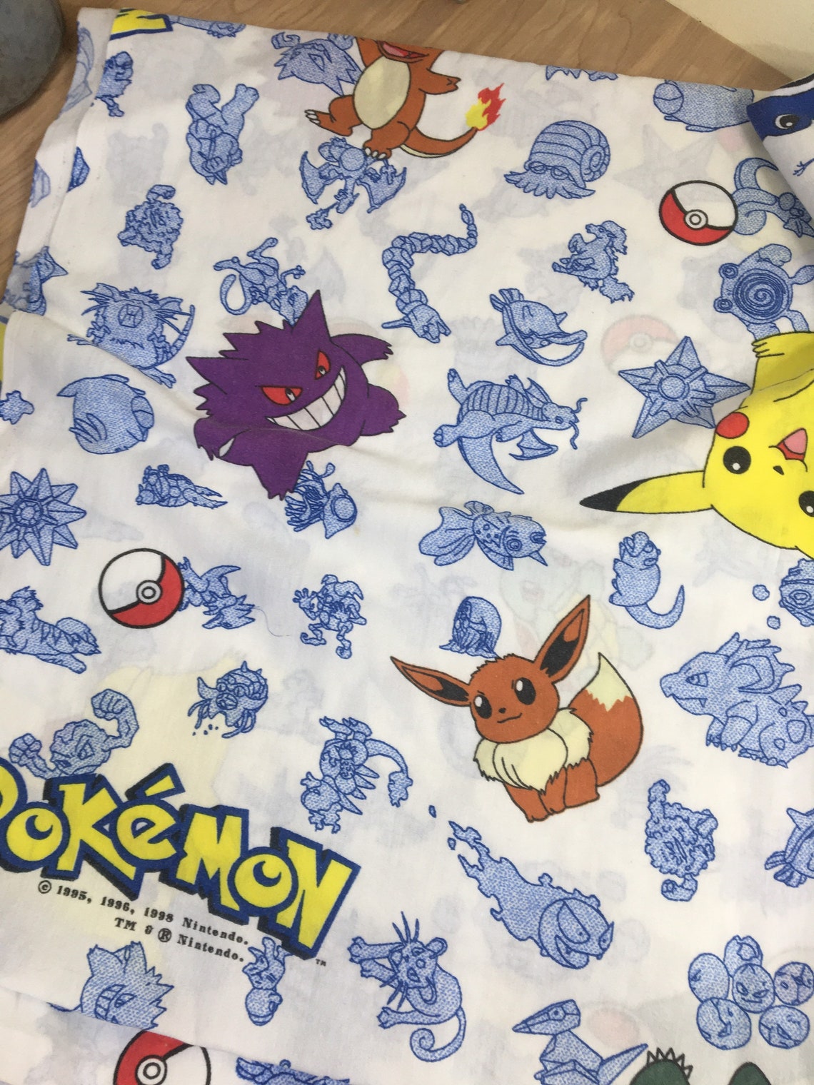 Pokemon vintage Flat Twin Sheet 1998 Pikachu Eevee Snorlax Etsy