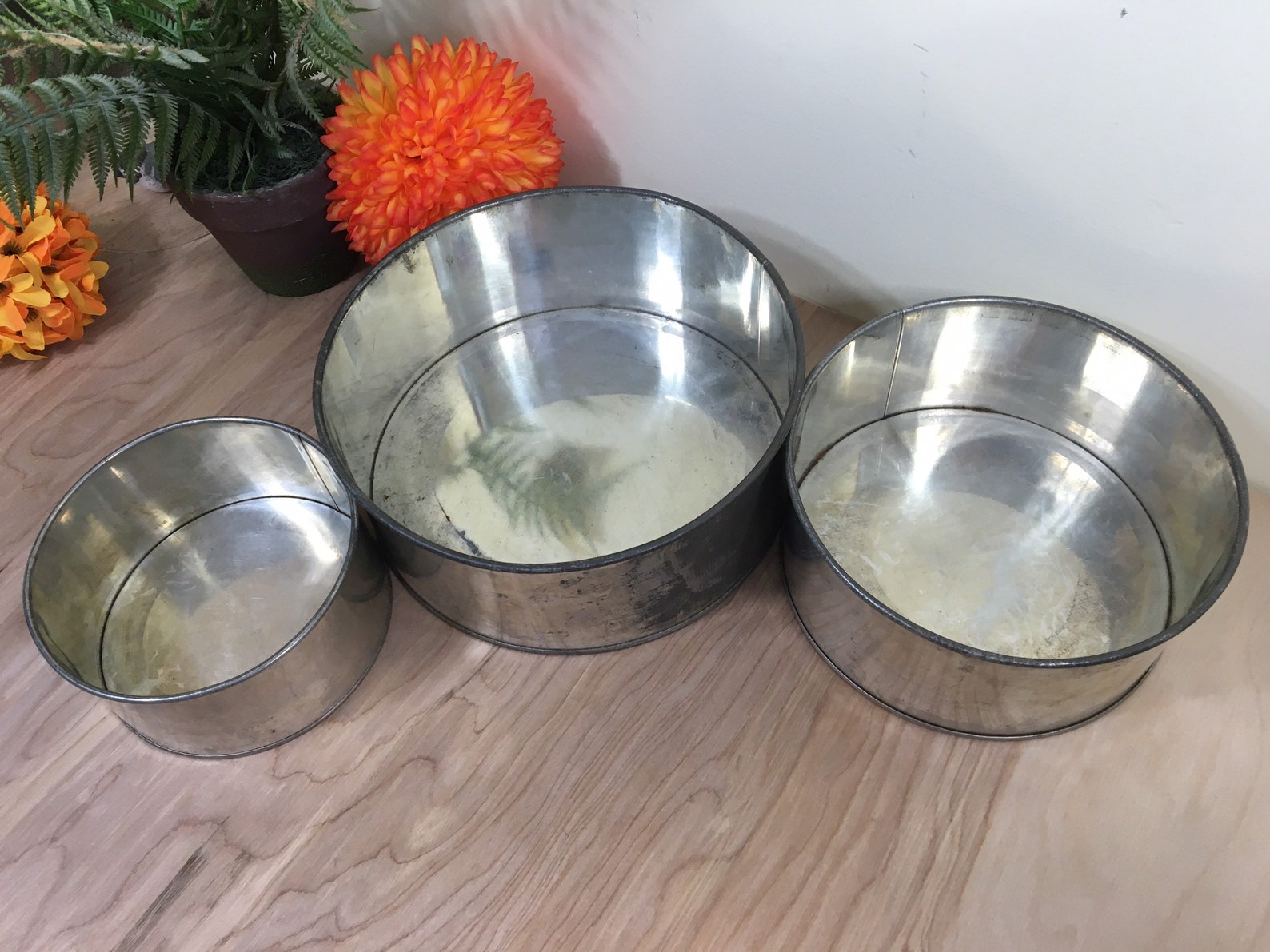 3 Tier Vintage Round Cake Pan Set Tarnished Etsy