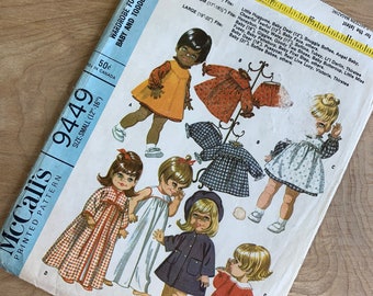 Vintage Doll Clothes Pattern, McCalls 9449, clothes, sewing, 17-18.5" doll size
