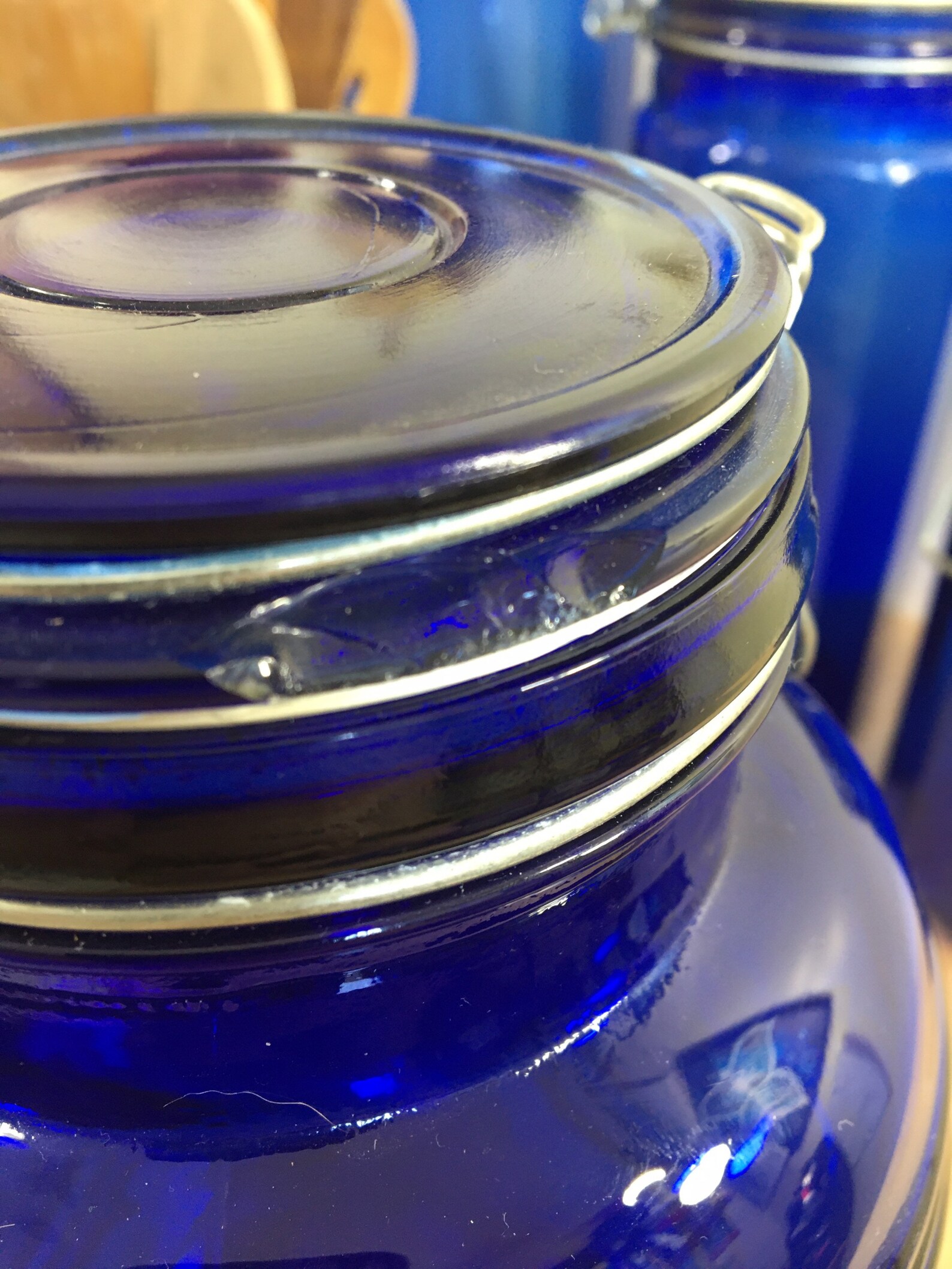 Cobalt Blue Glass Canister Set Of 5 Etsy