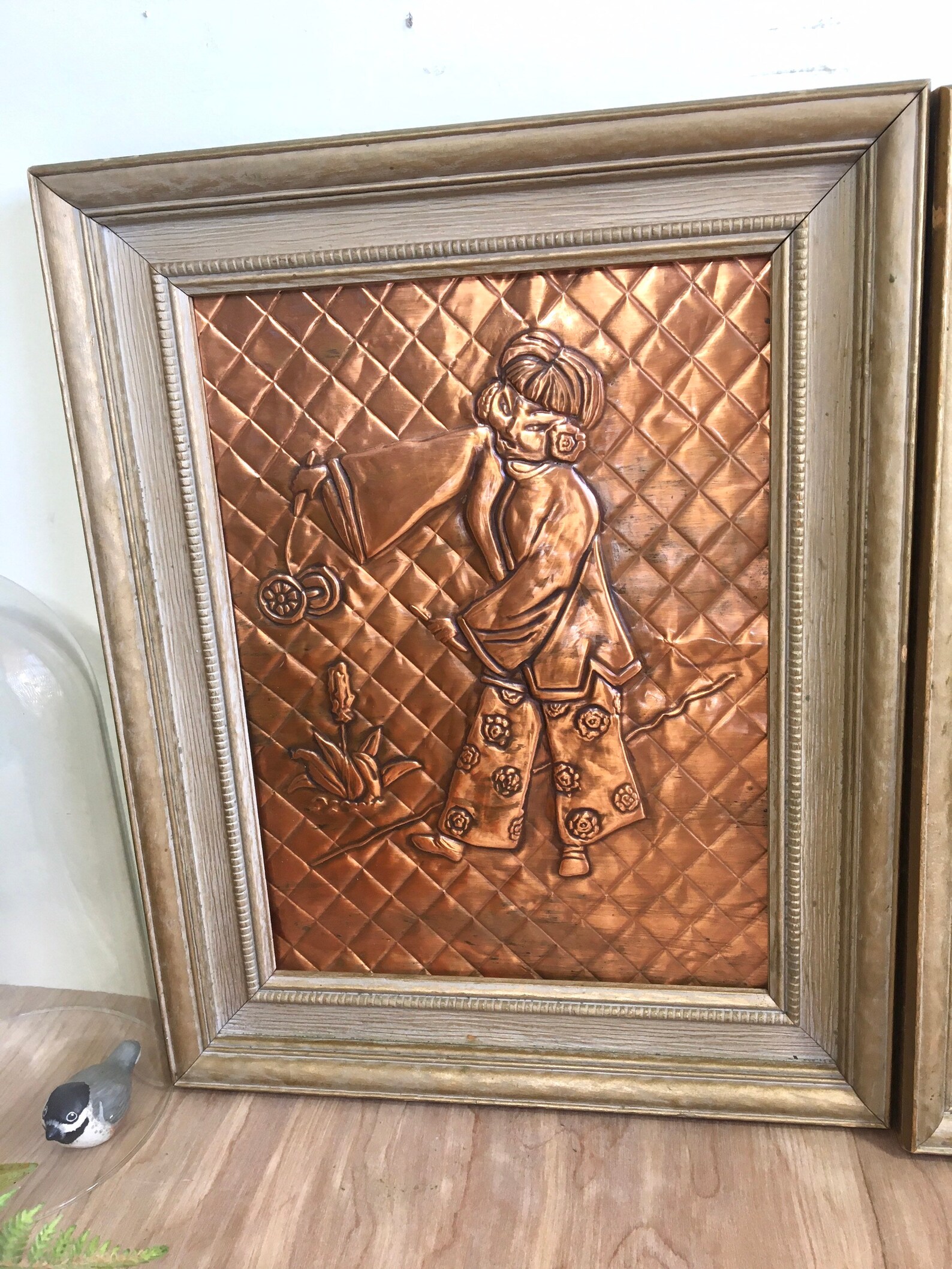 Metal Copper Repousse Pictures With Oriental Theme Hanging Etsy