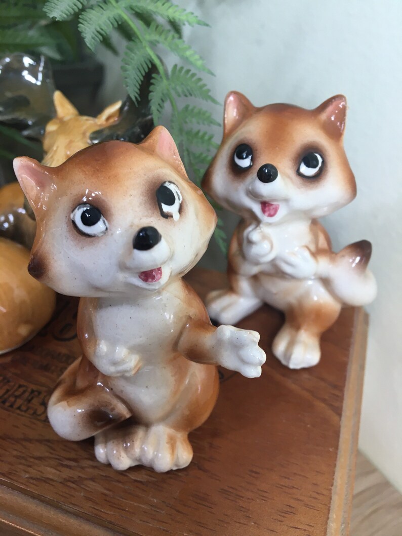 Vintage Fox Salt and Pepper Shakers Forest Friends Ceramic Etsy