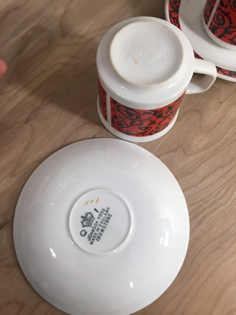 Red & Black Teapot and Teacup Set Madrid Johnson Bros. Made Etsy