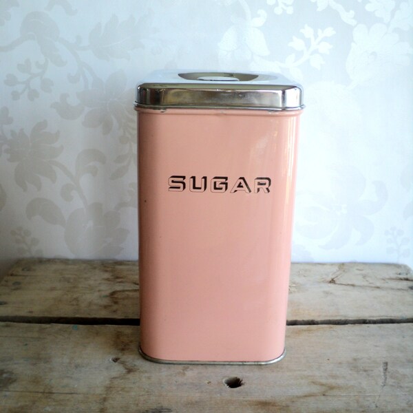 Sugar Canister, Pink and Chrome, 1950's, GSW Quality, kitchen ware