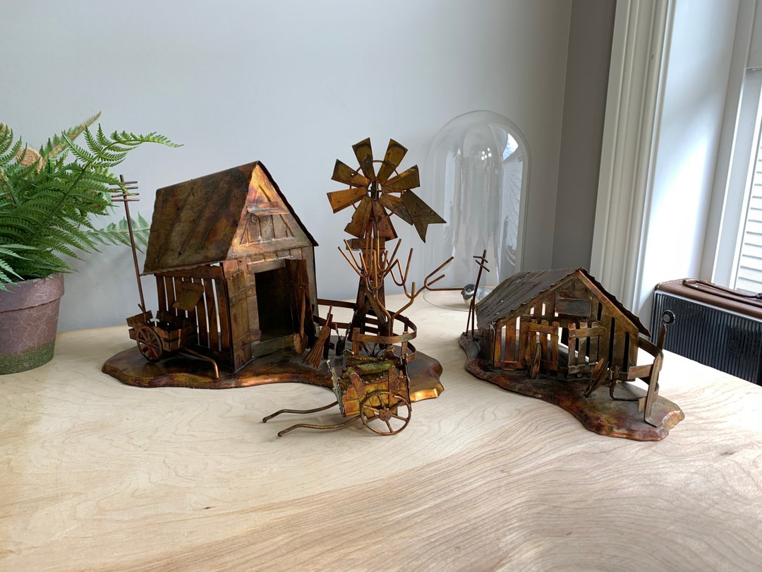 Torch Cut Metal Farm Art Display, Barn, Windmill, Wagon Etsy