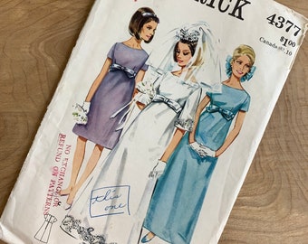 size 14. bust 34. vintage 1960's wedding dress pattern, Butterick 4377, bridesmaid dress