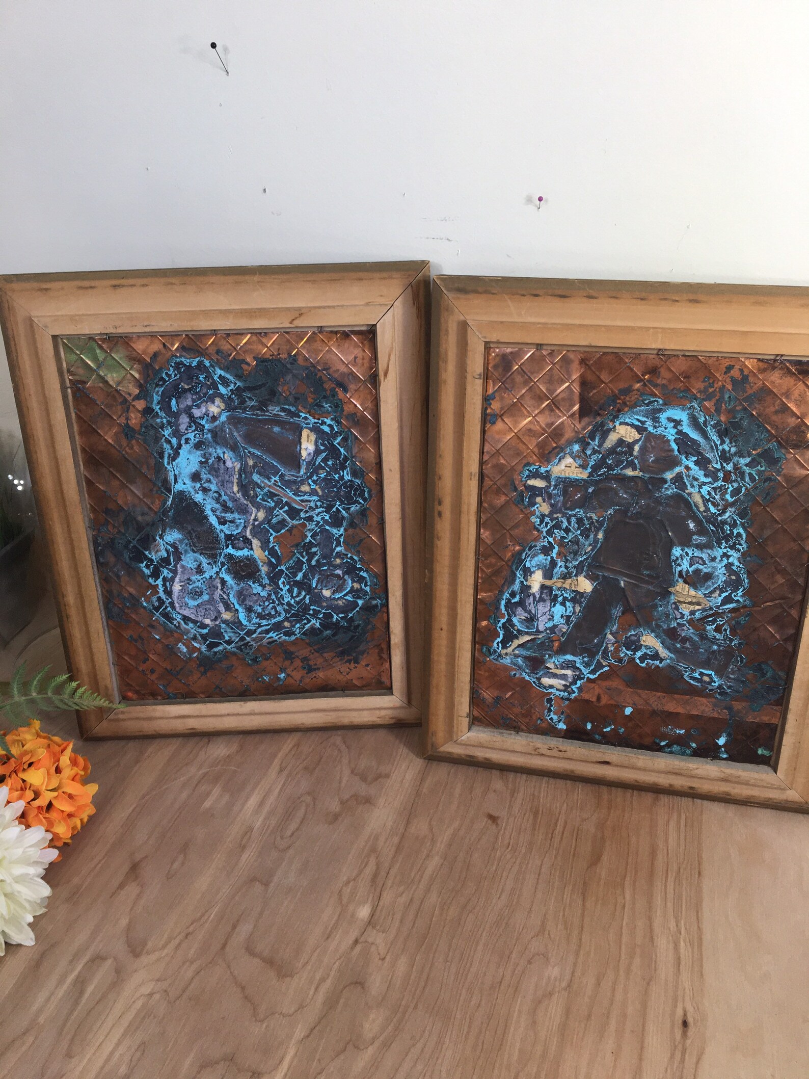 Metal Copper Repousse Pictures With Oriental Theme Hanging Etsy