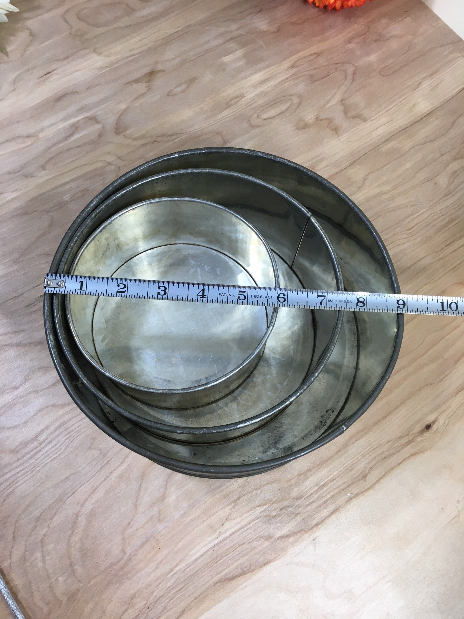 3 Tier Vintage Round Cake Pan Set Tarnished Etsy