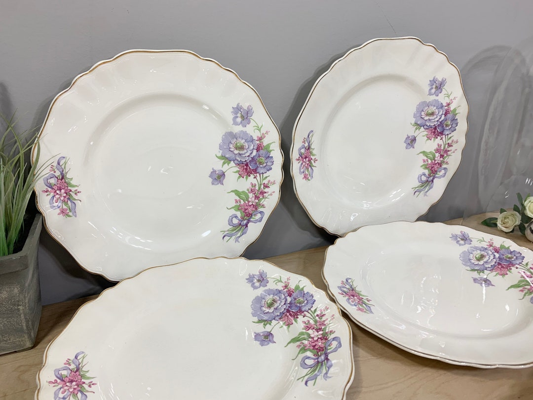 Full Set 6, Bridal Bouquet Dinner Plates, J & G Meakin, England, REGE