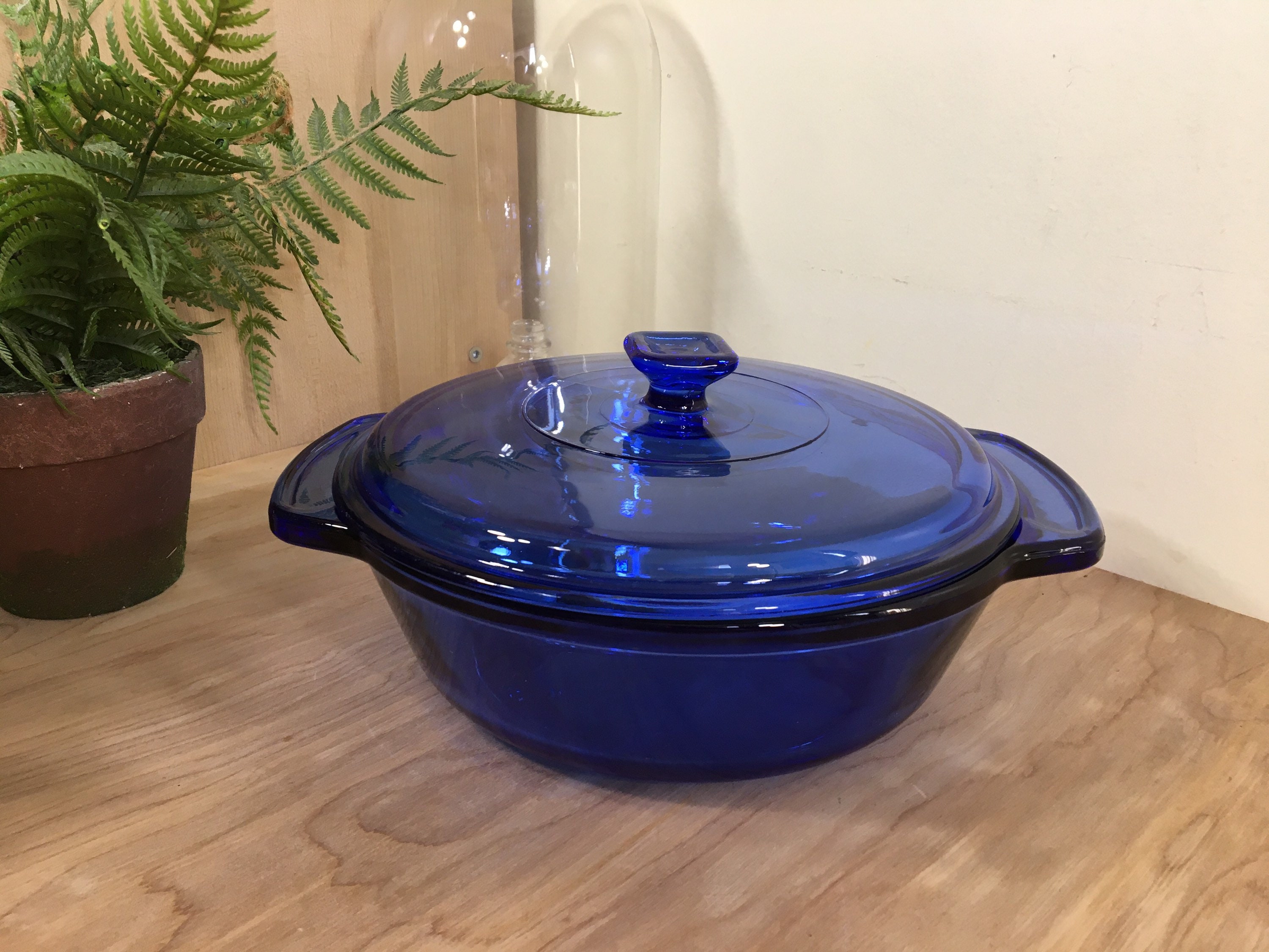 cobalt blue anchor hocking 1.5 qt plat couvert, de cuisson