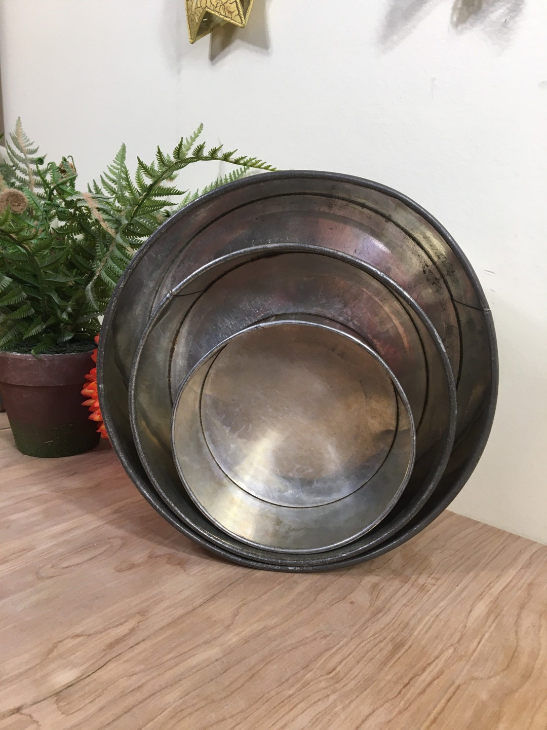 3 Tier Vintage Round Cake Pan Set, Tarnished Etsy