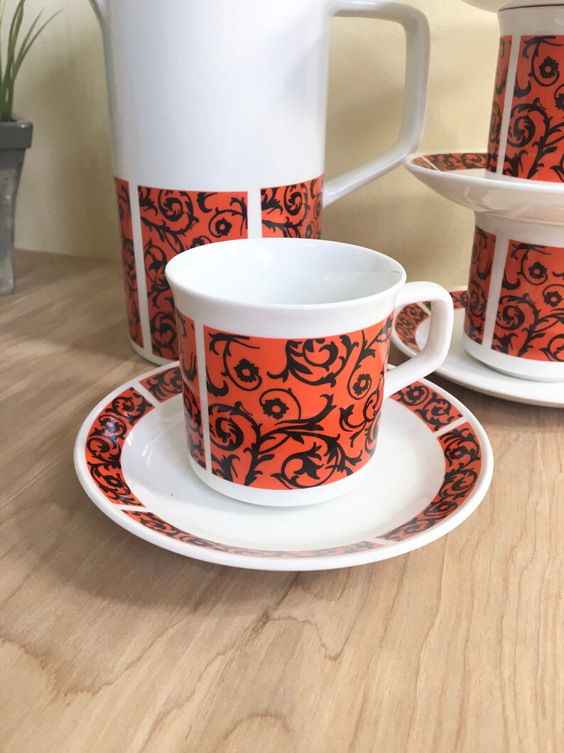 Red & Black Teapot and Teacup Set Madrid Johnson Bros. Made Etsy