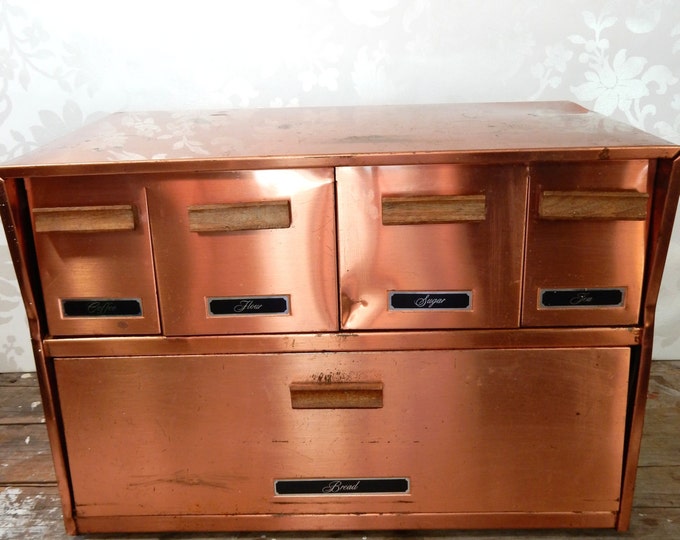 Antique Copper Bread Box and Canister Drawers Krestline Etsy Canada