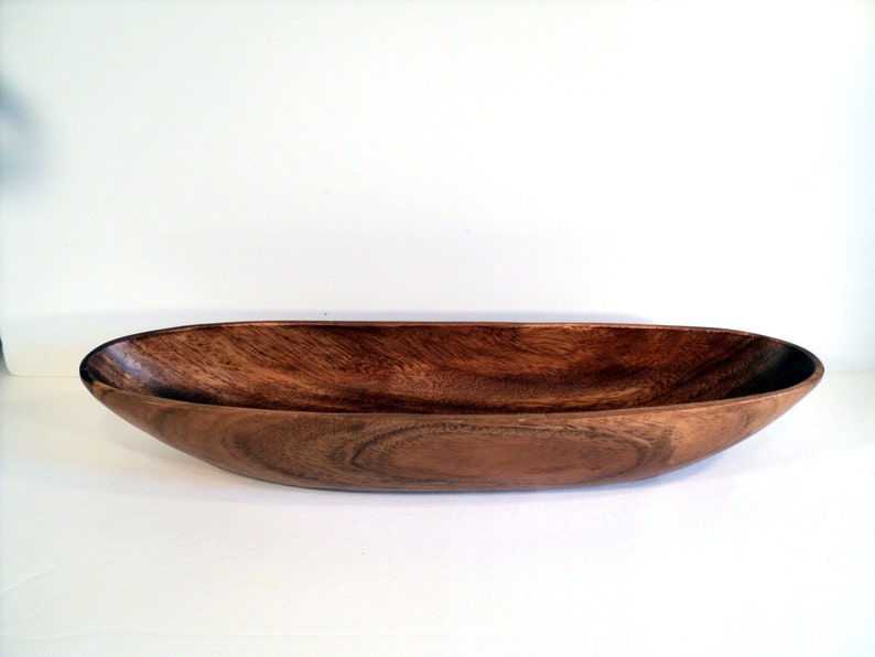 Oval Wooden Bowl Large 18 inches long carved oblong wood