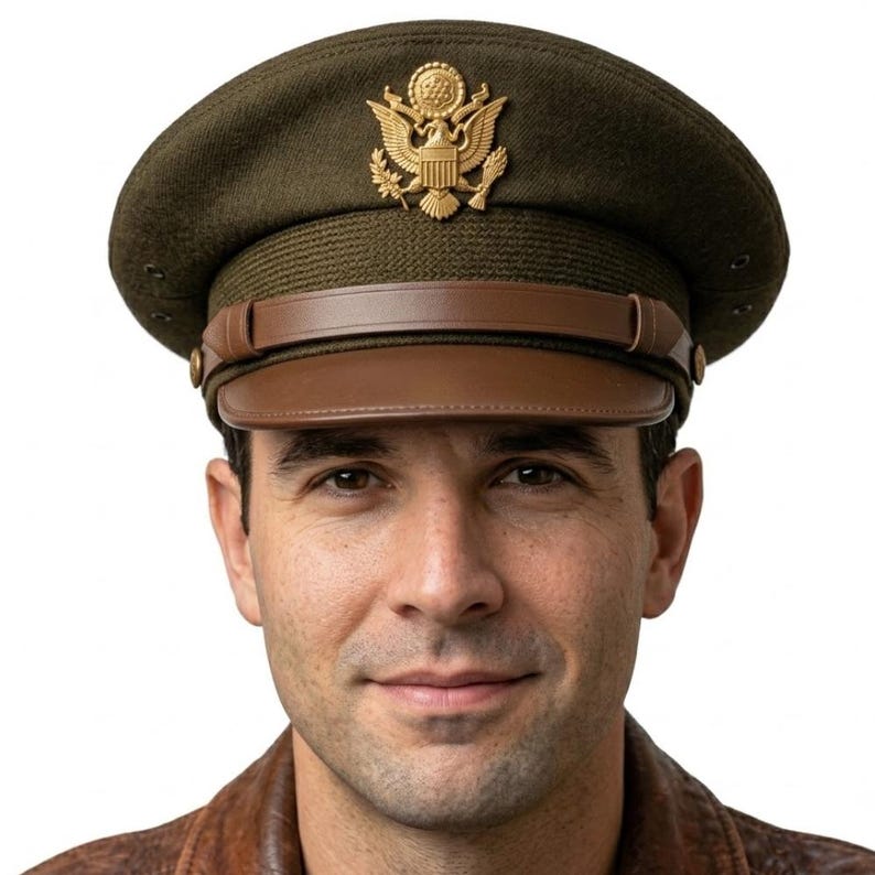 US Army AGSU Officer Cap Green Service Hat Military Dress Uniform ...