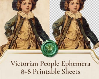Victorian Ephemera Portraits, Antique Fashion Clipart, Junk Journal Sheets (Digital Download)