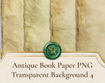 Antique Book Paper PNG, Transparent Aged Textures, Junk Journal Background, Commercial Use