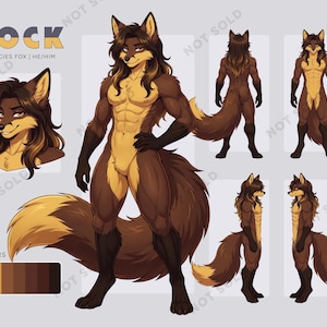 Male Fox Femboy OC, Furry Adopt, Premade Anthro Canine Ref Sheet, Twink Art Character