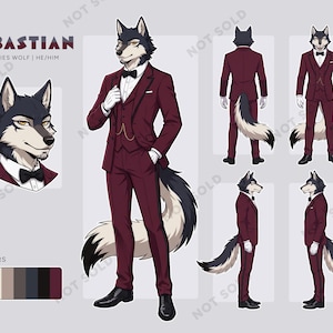 Anthro Wolf Furry, Wolf Ref Sheet, Canine Fursona Adoptable
