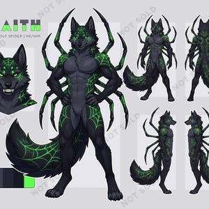 Wolf Spider Hybrid Furry Adopt, Dark Fantasy Character Reference Sheet (Digital Download)