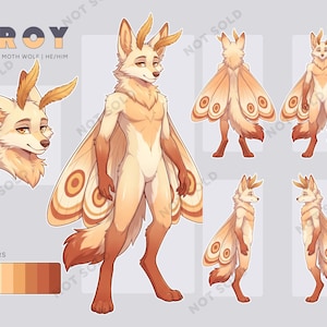 Femboy Furry Adopt, Referenzblatt, Anthro Hybrid Mottenwolf, Dark Gothic Fursona