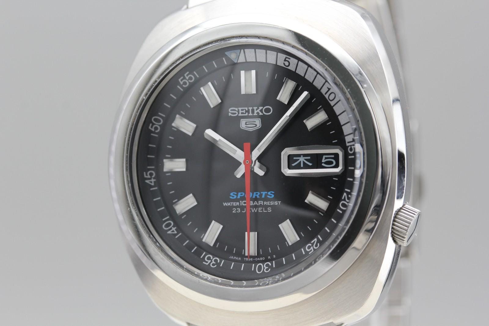 1996 [near MINT] Seiko 5 Sports 7S36-0050 Day/date 23J Automatic