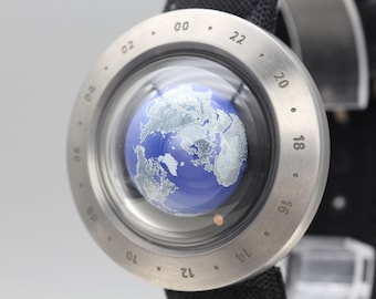 Rare* seiko think the earth wn-1 rotating earth world time concept quartz watch